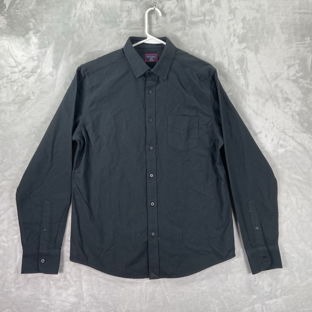 UNTUCKit Shirt Mens Large Button Up Slim Fit Black Modern Cotton Twill Casual